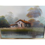 Средна картина масло на фазер Испания, отлична двойна рамка - 3626